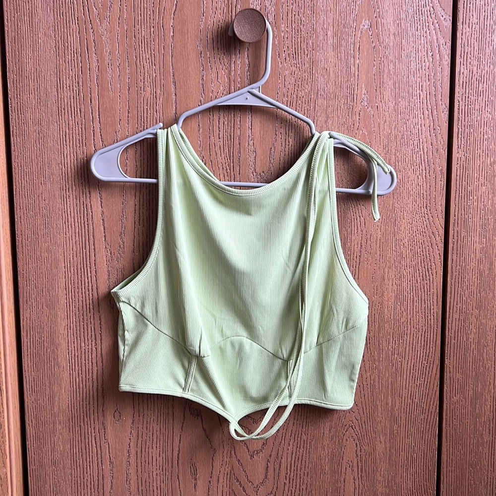 Shein green tank with wrap ties around stomache